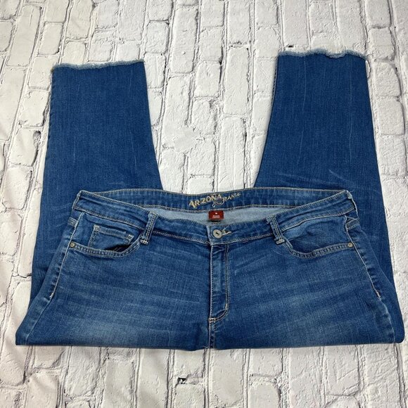 Arizona Jean Co Plus Size 19 Denim Capris | Fringe Hem Y2K - Picture 1 of 5